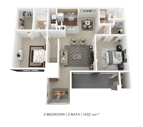 a floor plan of 2 bedroom 1 bath